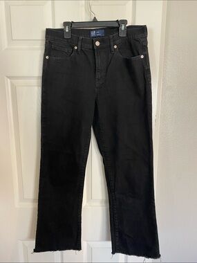 GAP Black Straight Cropped Jeans - Raw Hem